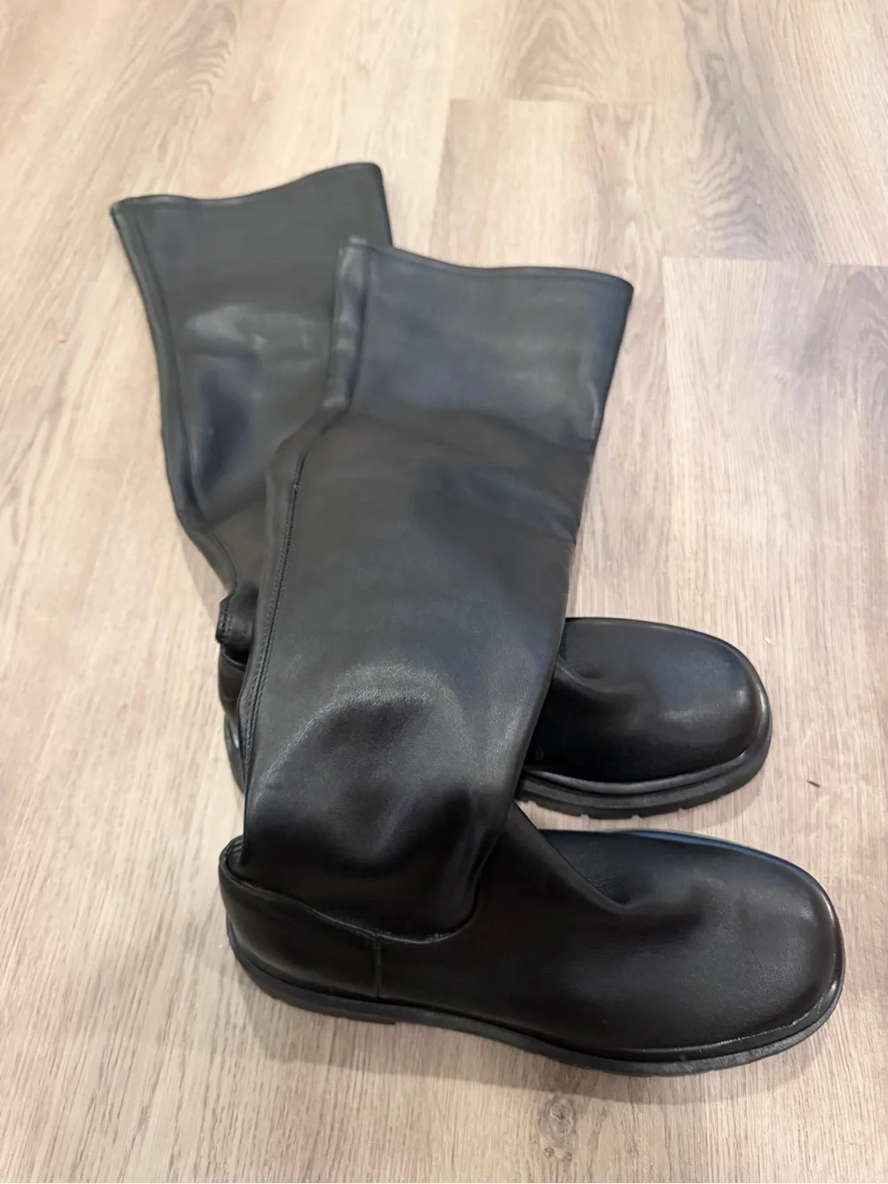 Steve Madden Black Over-the-Knee Leather Boots Gibbs